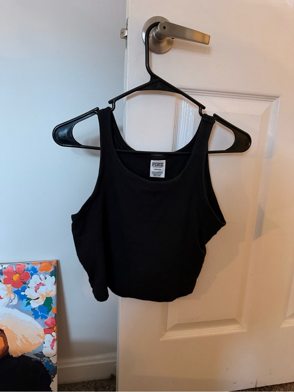PINK Victoria's Secret Black Cropped Ribbed Tank